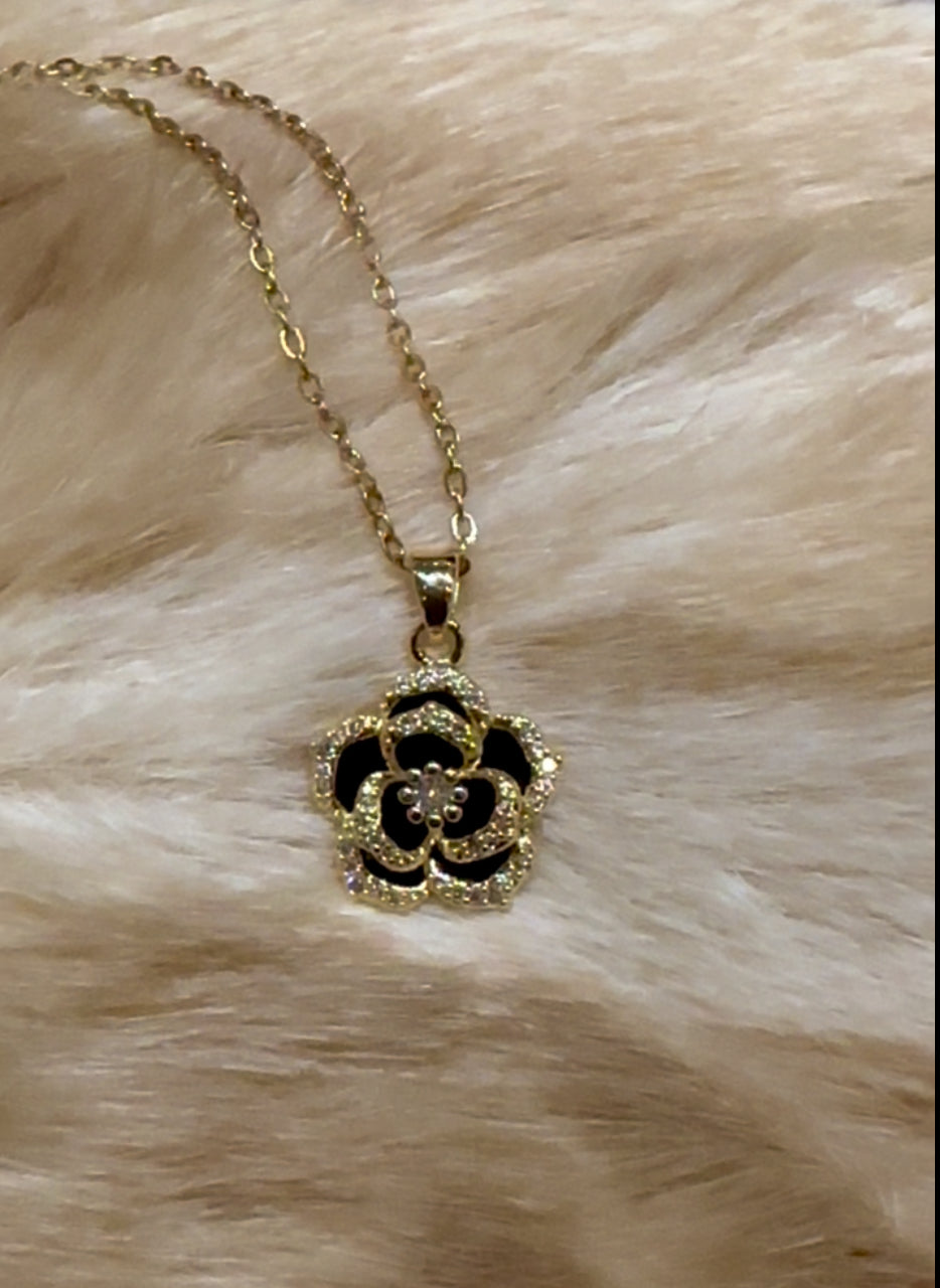 Lovely Leo’s Black Rose Necklace