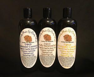 Heavenly Organic Castile Hair, Face & Body Wash with Coconut Activated Charcoal and Hydrating Clay